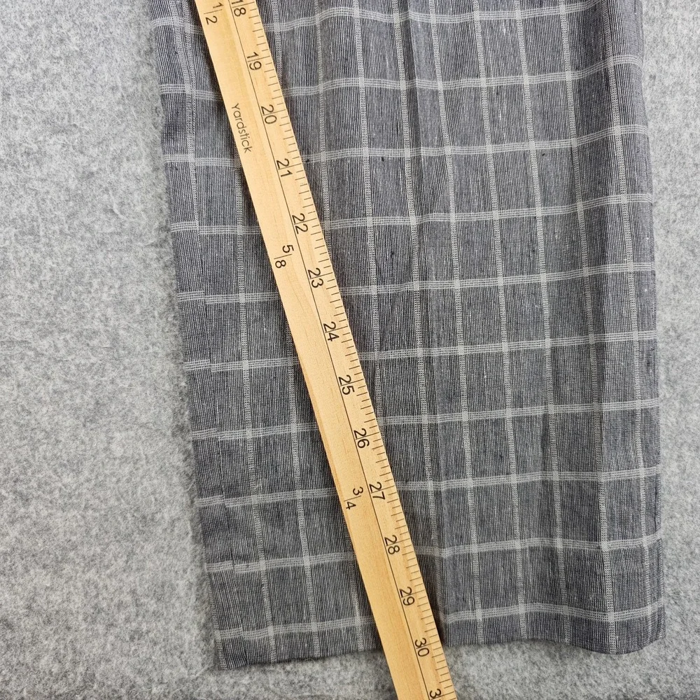 Banana Republic Pants Mens 36x30 Gray Windowpane Plaid Linen Blend Slim Fit
